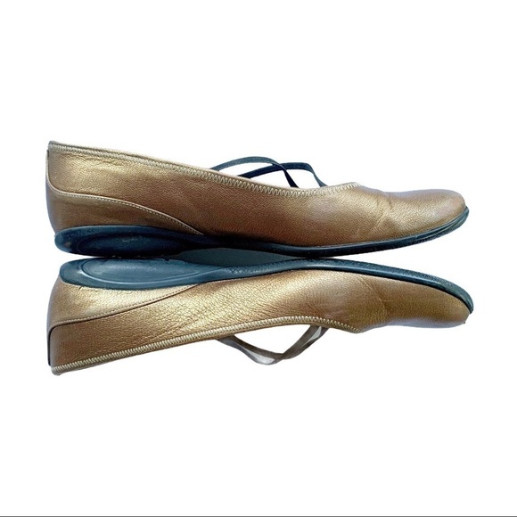 Prada Bronzo Calzature Donna Old Metal Flats 7.5 - Picture 6 of 12